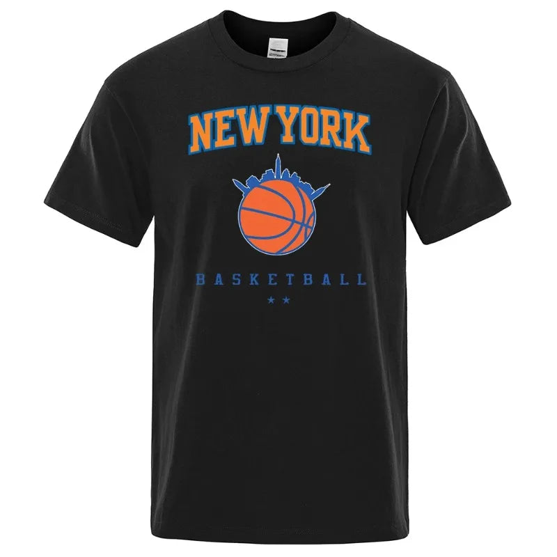 High Quality Basketball Personality Street Male Clothes Oversize T-Shirts Summer Fashion Breathable Hip Hop Cotton 100% Tops
