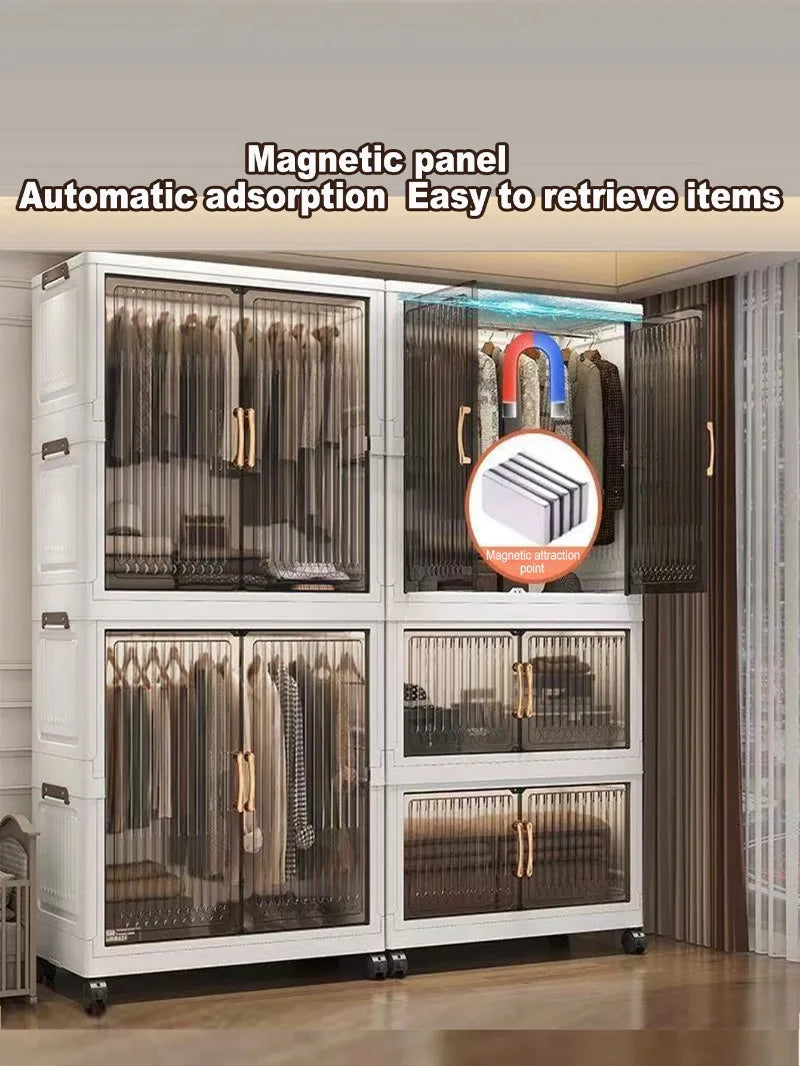 70-80 CM Multifunction Folding Storage Cabinet Dustproof Wardrobe Sundries Cabinet Closet Organizer Locker Storage Box