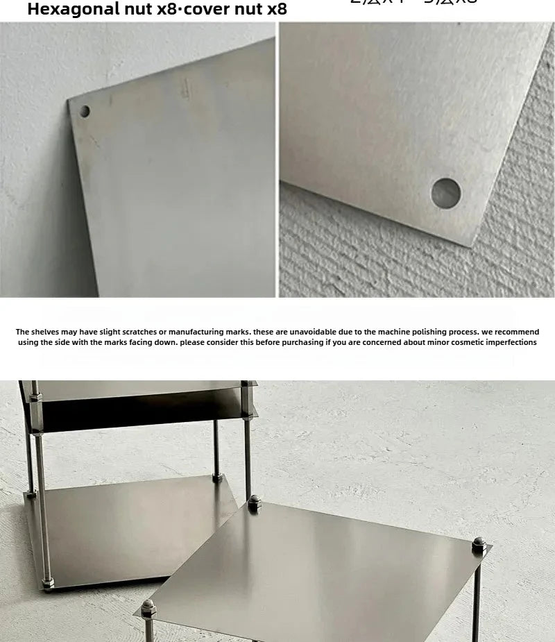 Free-Standing Metal Modular Storage Rack Stainless Steel Shelf Side Table Wall-Edge Organizer Multi-Purpose Book Storage