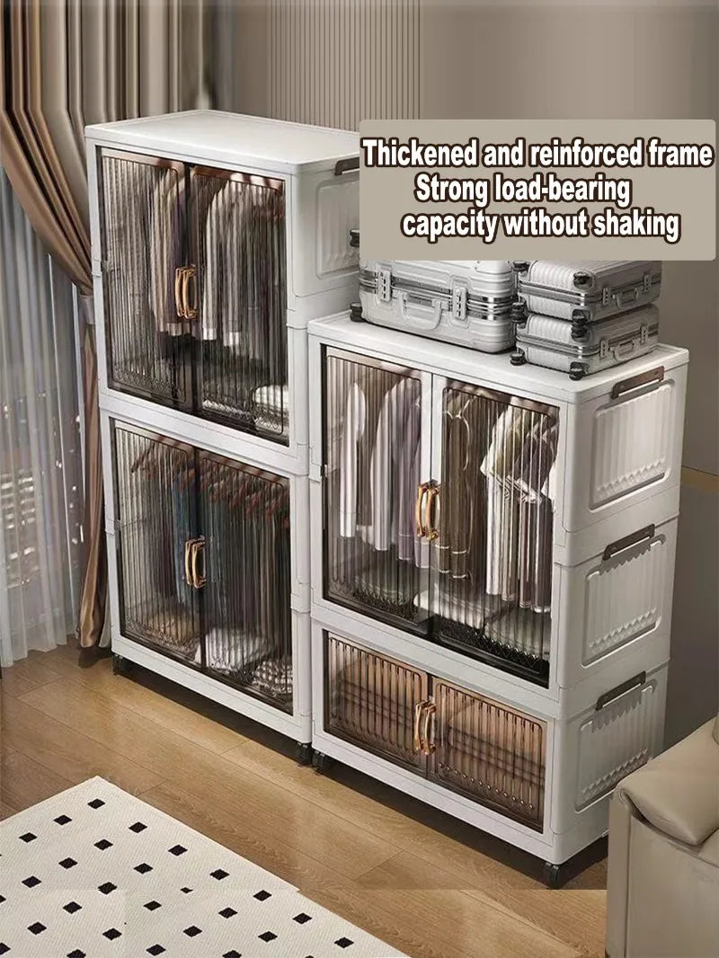 70-80 CM Multifunction Folding Storage Cabinet Dustproof Wardrobe Sundries Cabinet Closet Organizer Locker Storage Box