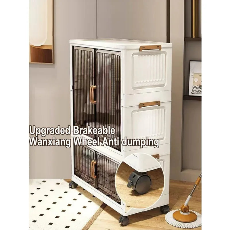 70-80 CM Multifunction Folding Storage Cabinet Dustproof Wardrobe Sundries Cabinet Closet Organizer Locker Storage Box