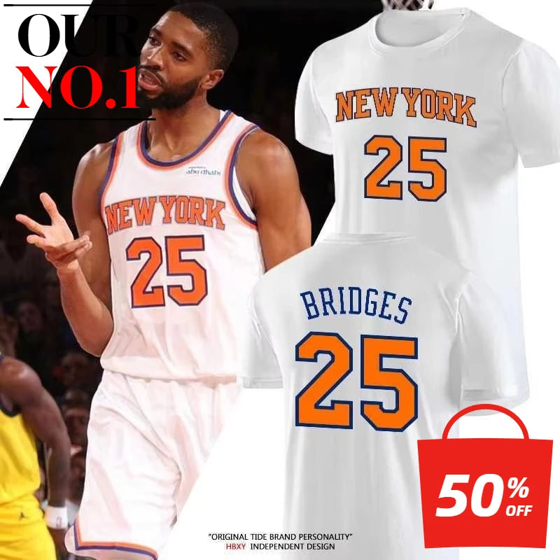 Summer Playoff New York Brunson Towns Jersey Short-sleeved City Jersey American Basketball Jersey Half-sleeved Cotton T-shirt