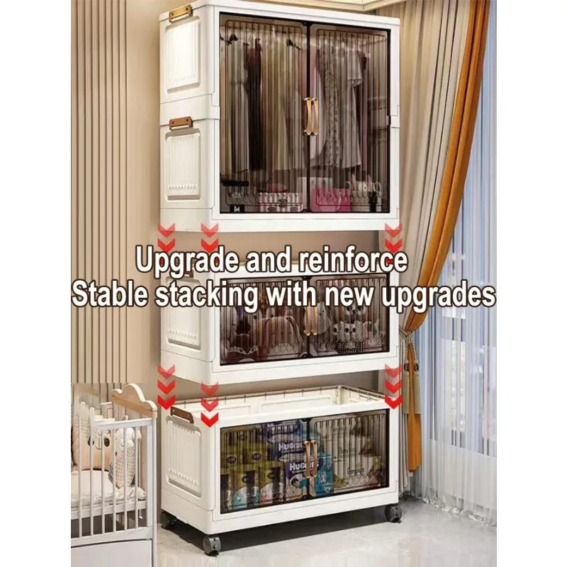 70-80 CM Multifunction Folding Storage Cabinet Dustproof Wardrobe Sundries Cabinet Closet Organizer Locker Storage Box