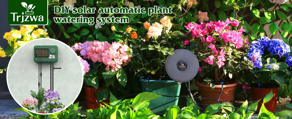 Solar Irrigation Equipment Greenhouse Irrigation Drip Irrigation Kit with 15M Hose for Potted Plants with Automatic Timer