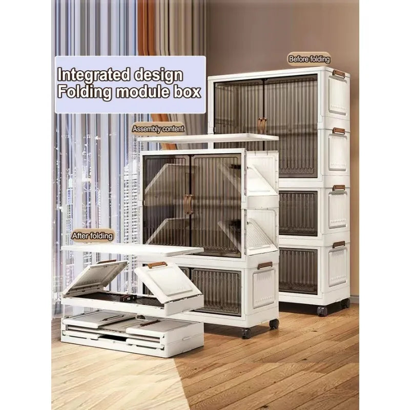 70-80 CM Multifunction Folding Storage Cabinet Dustproof Wardrobe Sundries Cabinet Closet Organizer Locker Storage Box