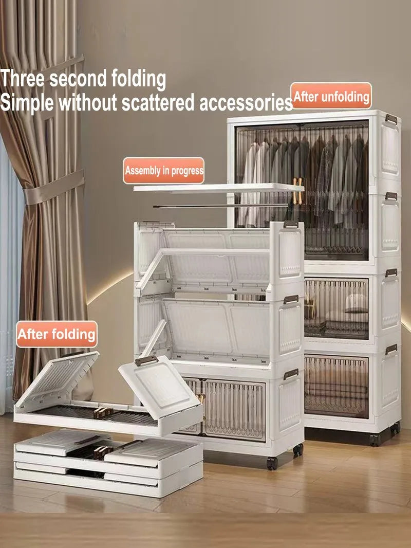 70-80 CM Multifunction Folding Storage Cabinet Dustproof Wardrobe Sundries Cabinet Closet Organizer Locker Storage Box