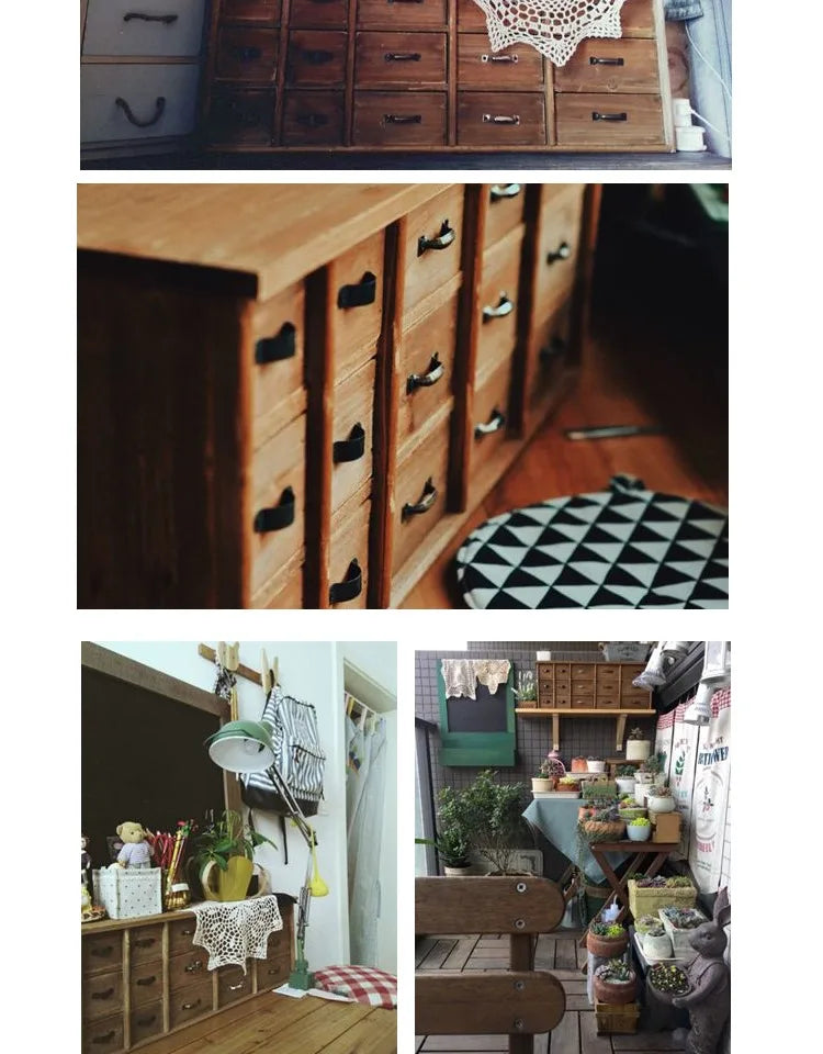 American Country Style Old log Drawer Storage Cabinet Retro Rack Classification Desktop Storage