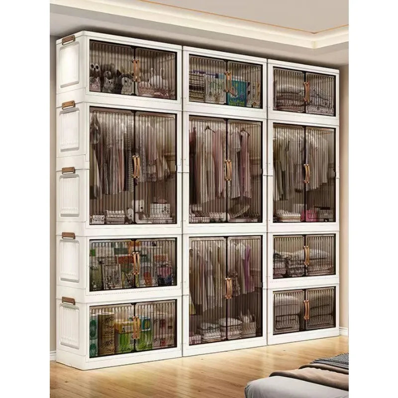 70-80 CM Multifunction Folding Storage Cabinet Dustproof Wardrobe Sundries Cabinet Closet Organizer Locker Storage Box