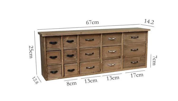 American Country Style Old log Drawer Storage Cabinet Retro Rack Classification Desktop Storage