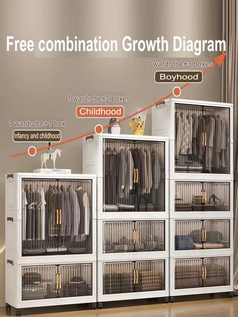 70-80 CM Multifunction Folding Storage Cabinet Dustproof Wardrobe Sundries Cabinet Closet Organizer Locker Storage Box