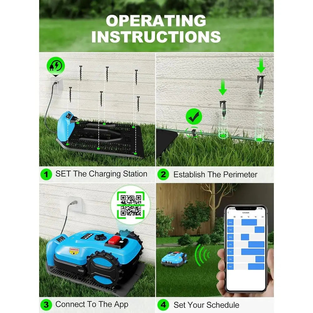 Smart 20V 4.0Ah Robotic Lawn Mower, 1/4 Acre, App & Bluetooth Controlled, Self-Charging for Small to Medium Yards