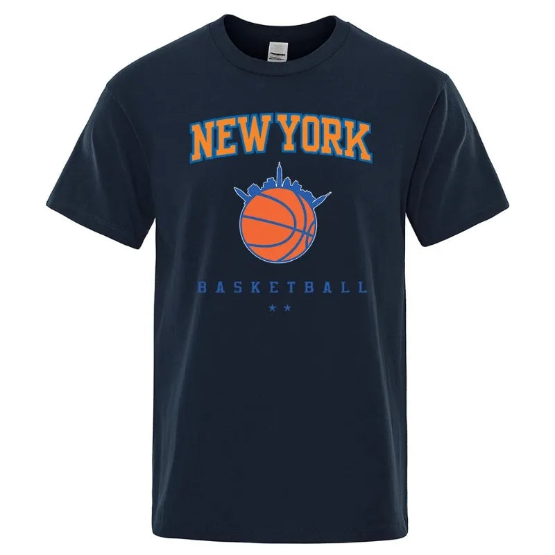 High Quality Basketball Personality Street Male Clothes Oversize T-Shirts Summer Fashion Breathable Hip Hop Cotton 100% Tops