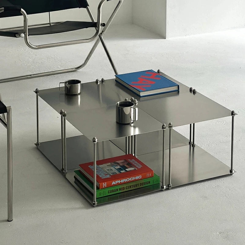 Free-Standing Metal Modular Storage Rack Stainless Steel Shelf Side Table Wall-Edge Organizer Multi-Purpose Book Storage