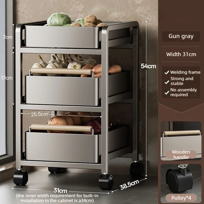 Kitchen Vegetable Storage Holders Space Saving Organizer Shelf Large Furniture Organization Stand Household Fruit Storage Rack