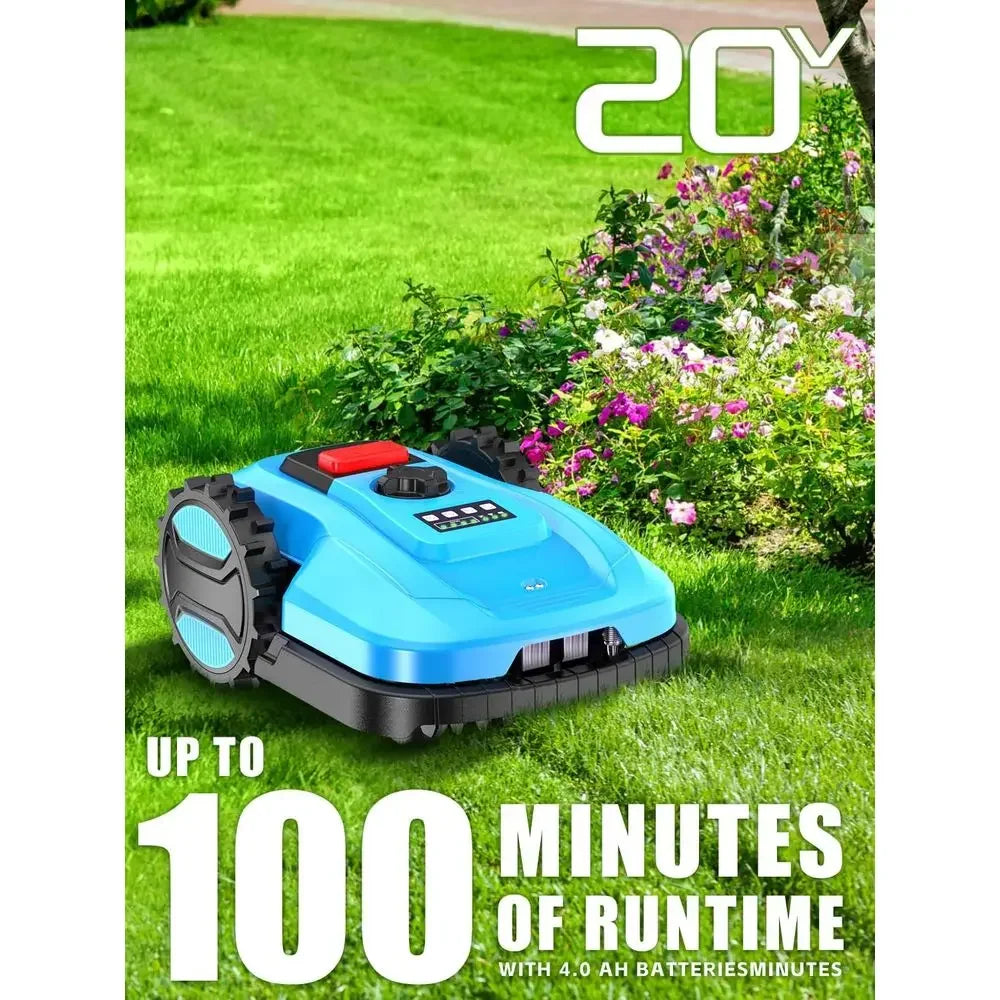 Smart 20V 4.0Ah Robotic Lawn Mower, 1/4 Acre, App & Bluetooth Controlled, Self-Charging for Small to Medium Yards
