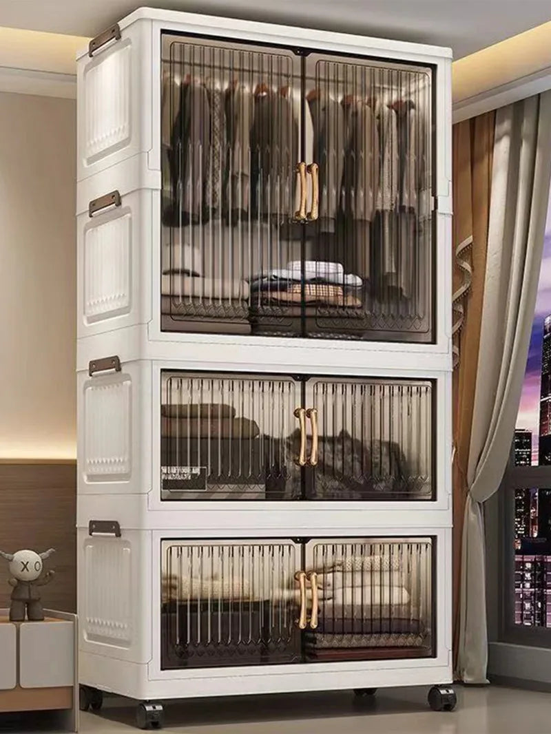 70-80 CM Multifunction Folding Storage Cabinet Dustproof Wardrobe Sundries Cabinet Closet Organizer Locker Storage Box