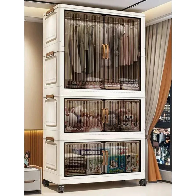70-80 CM Multifunction Folding Storage Cabinet Dustproof Wardrobe Sundries Cabinet Closet Organizer Locker Storage Box