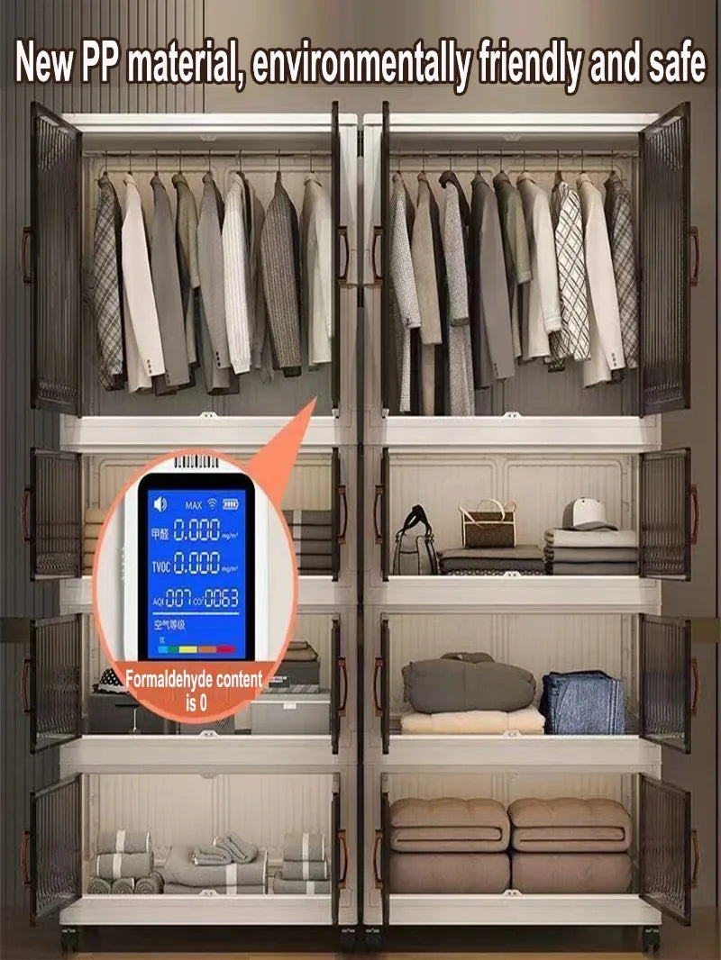 70-80 CM Multifunction Folding Storage Cabinet Dustproof Wardrobe Sundries Cabinet Closet Organizer Locker Storage Box