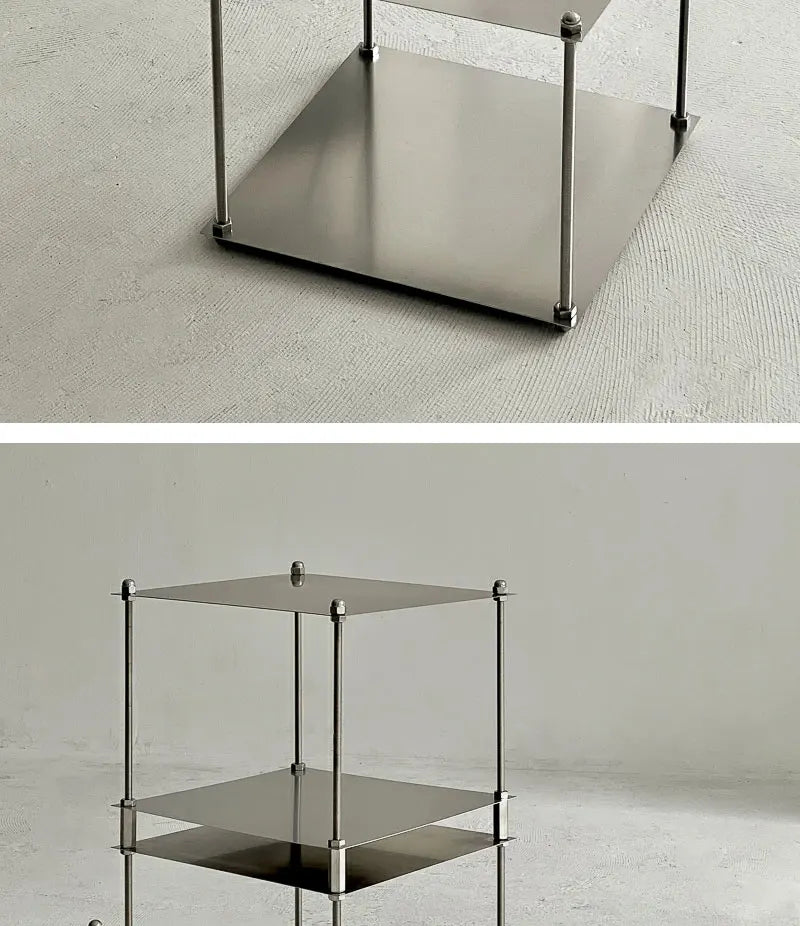 Free-Standing Metal Modular Storage Rack Stainless Steel Shelf Side Table Wall-Edge Organizer Multi-Purpose Book Storage