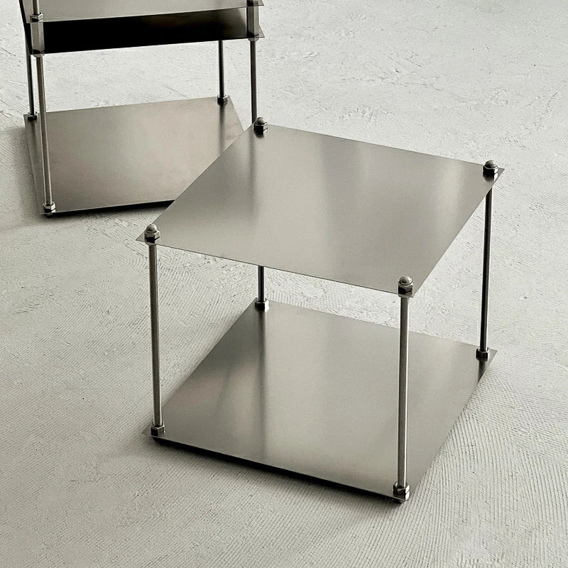 Free-Standing Metal Modular Storage Rack Stainless Steel Shelf Side Table Wall-Edge Organizer Multi-Purpose Book Storage