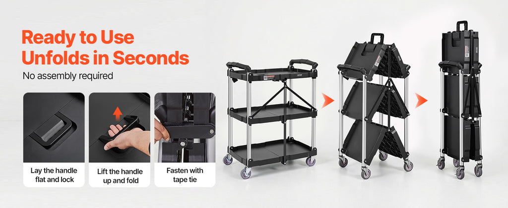 SucceBuy 3 Tier Folding Rolling Utility Cart Storage Shelf Movable Gap Rack Serving Cart Slide Organizer for Kitchen Bathroom